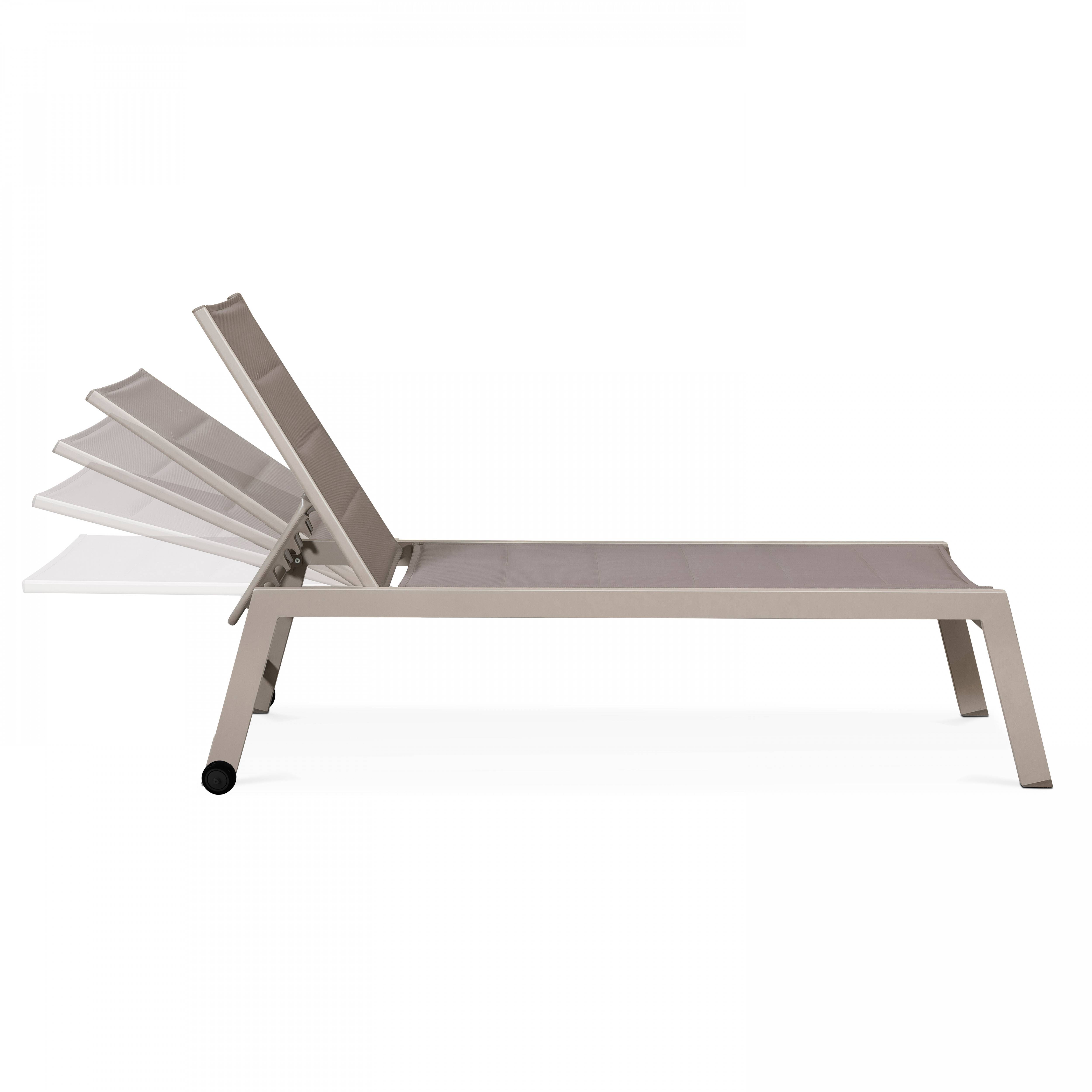 Oviala - Lot de 2 bains de soleil en aluminium et textilène taupe Nouméa - Oviala - Image 5