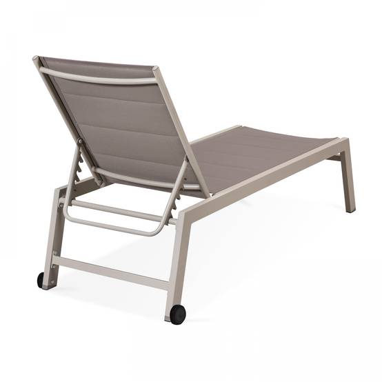 Oviala - Lot de 2 bains de soleil en aluminium et textilène taupe Nouméa - Oviala - Image 6