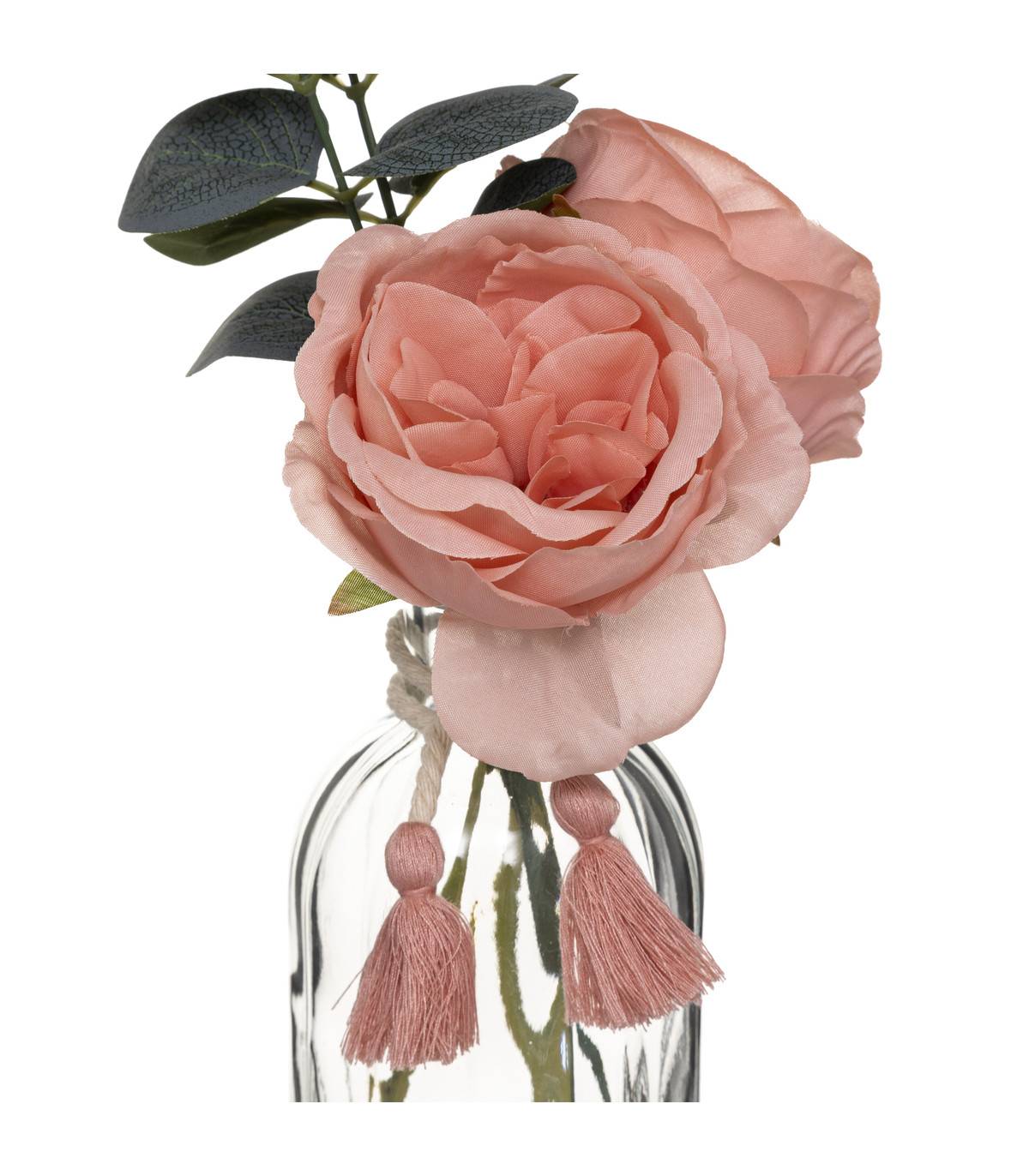 Composition florale artificielle Vase en Verre H 30 cm - Imagen 2
