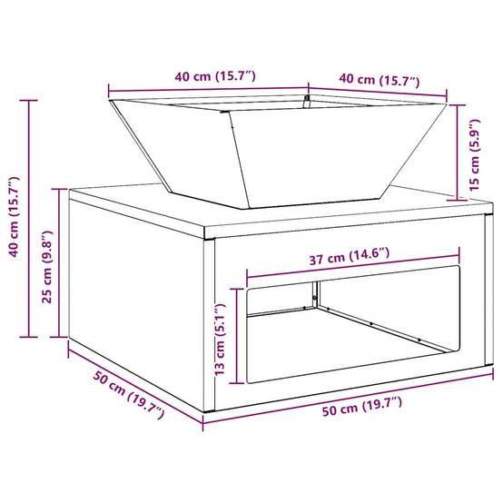 ComfortXL - Brasero Cube Design en Acier Corten 50cm, Foyer Extérieur Effet Rouillé pour Jardin et Terrasse – ComfortXL Outdoor Living - Image 5