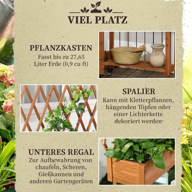 ComfortXL - Carré Potager Bois Massif Balcon Treillis Roulettes Étagère 79x29x130cm - ComfortXL Outdoor Living - Image 4