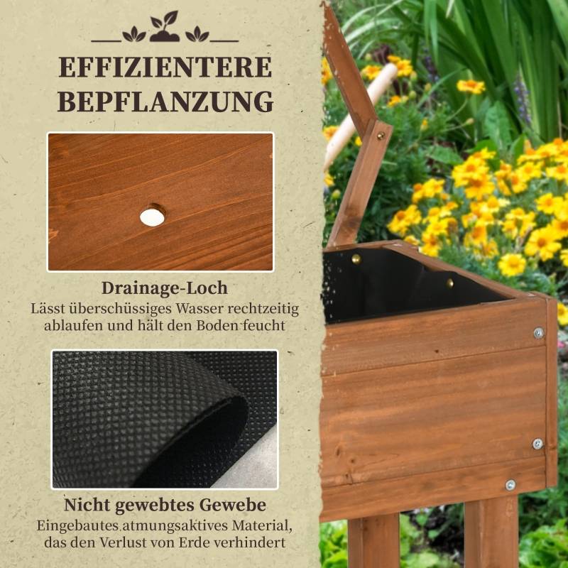 ComfortXL - Carré Potager Bois Massif Balcon Treillis Roulettes Étagère 79x29x130cm - ComfortXL Outdoor Living - Image 6