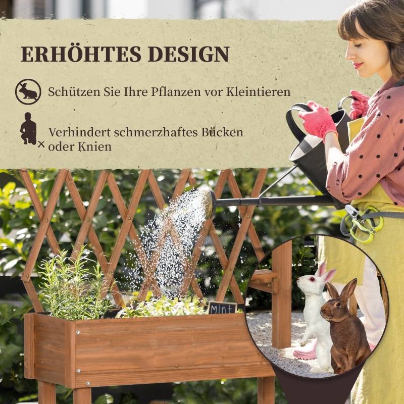ComfortXL - Carré Potager Bois Massif Balcon Treillis Roulettes Étagère 79x29x130cm - ComfortXL Outdoor Living - Image 5