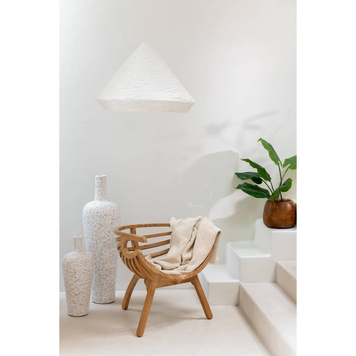 Vase Déco en Ciment "Lauwra" 100cm Blanc - Image 3