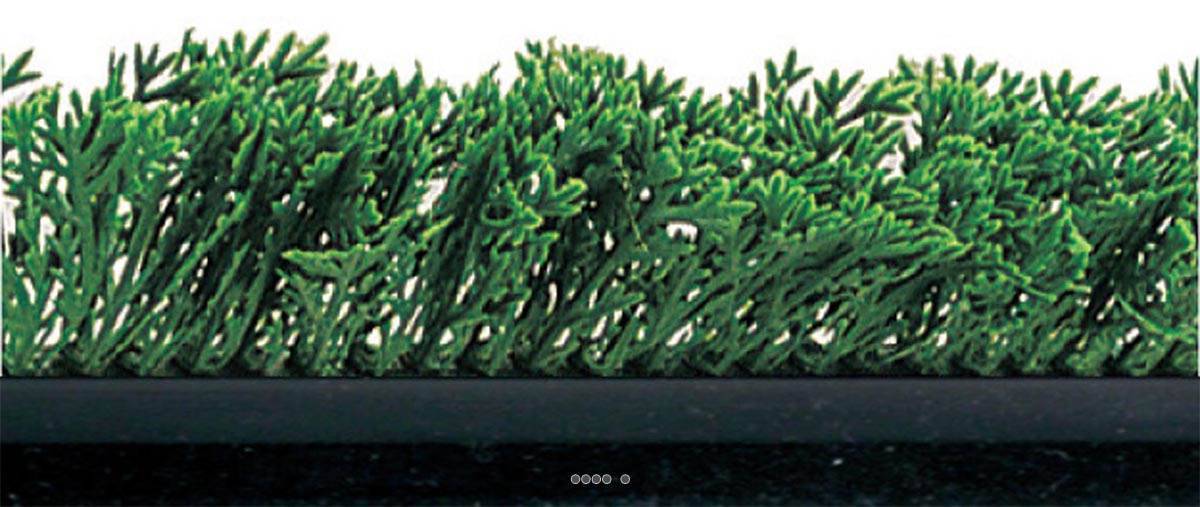 Artificielles - Séparateur barrette Feuille plastique Cypré vert H7cm L75cm socle Noir - dimhaut: H 7 cm - couleur: Vert