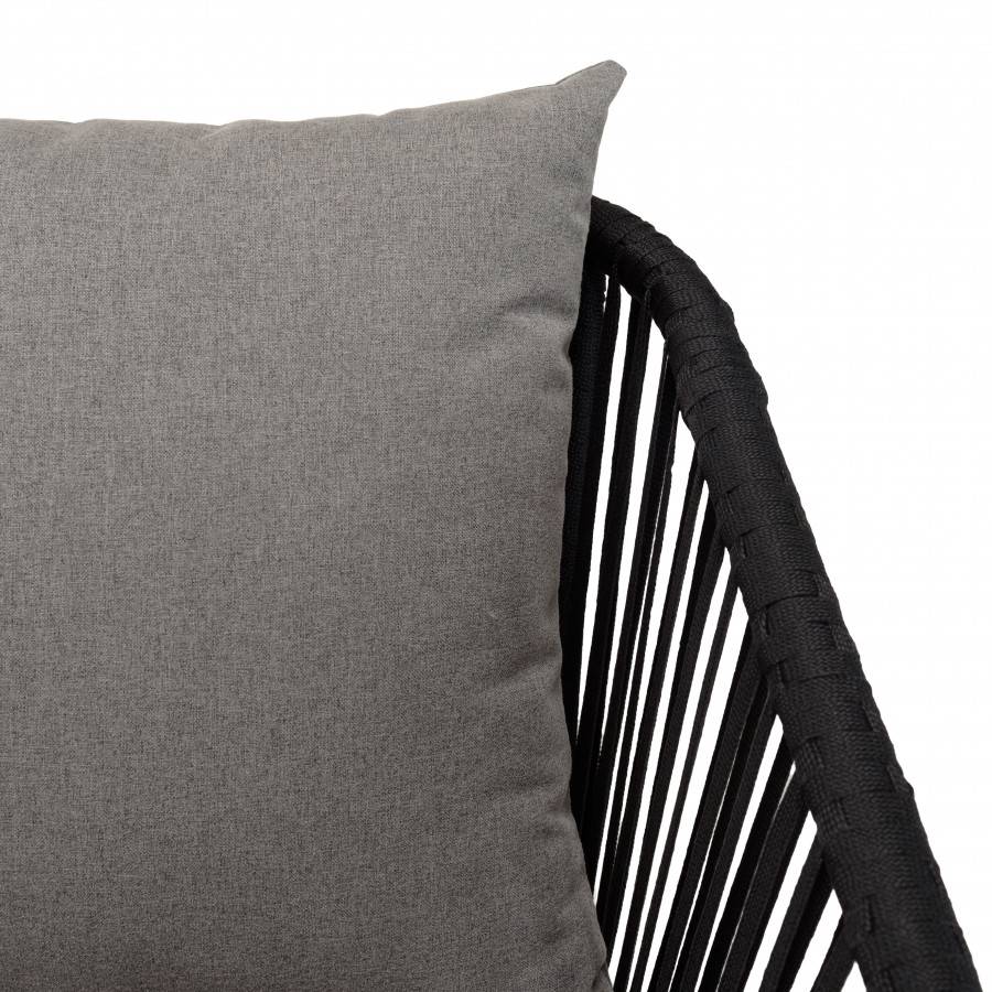 Macabane - MALO - Lot de 6 fauteuils en cordage noir coussins gris anthracite - Imagen 8