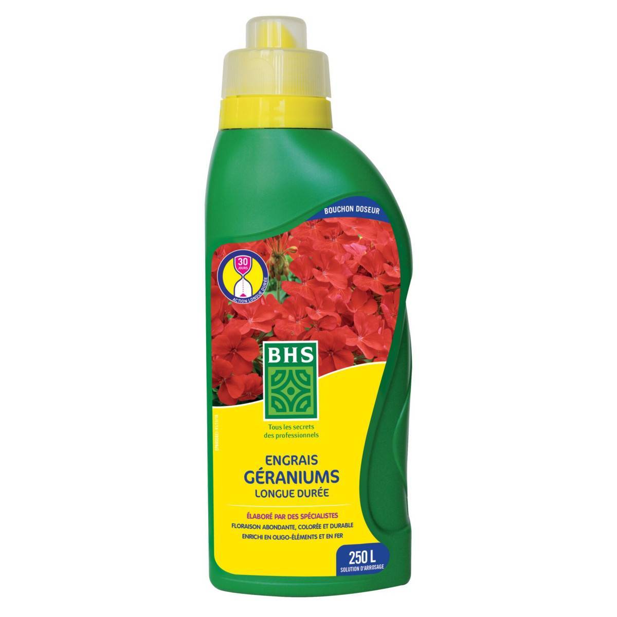 BHS - Engrais liquide pour Géraniums , flacon de 1 litre