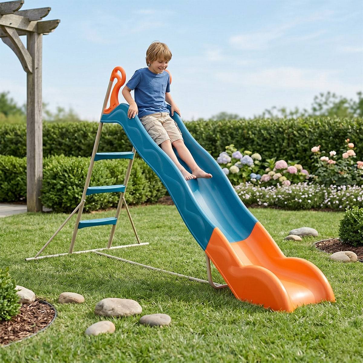 Toboggan LINOU Bleu-Orange TRIGANO 2,63 m. 3-12 ans. - Image 2