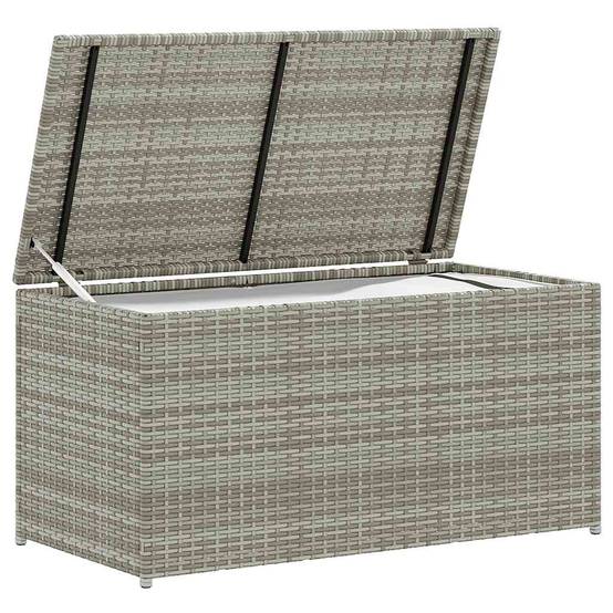 Coffre de Jardin en Résine Tressée Résistant aux Intempéries pour Terrasse Gris 100x50x50 cm – ComfortXL Outdoor Living - Image 3
