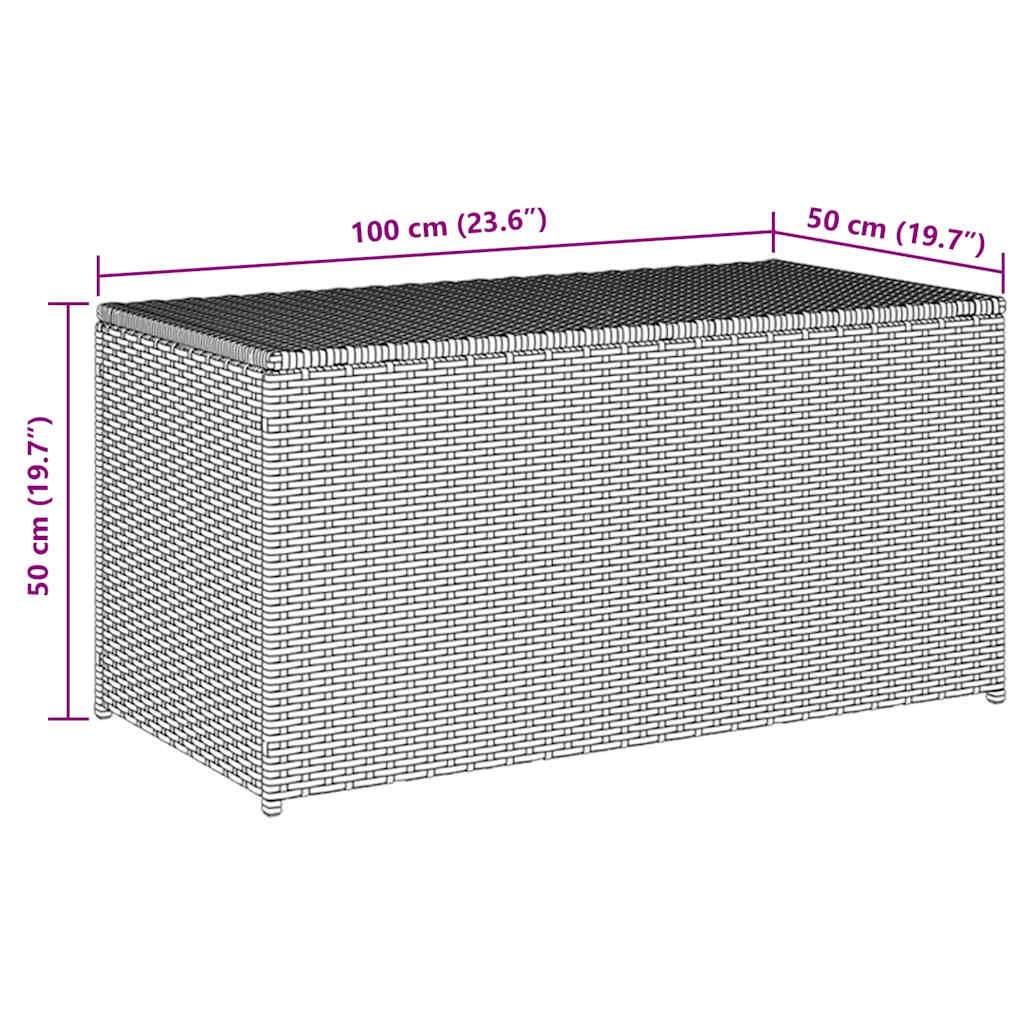 Coffre de Jardin en Résine Tressée Résistant aux Intempéries pour Terrasse Gris 100x50x50 cm – ComfortXL Outdoor Living - Image 8