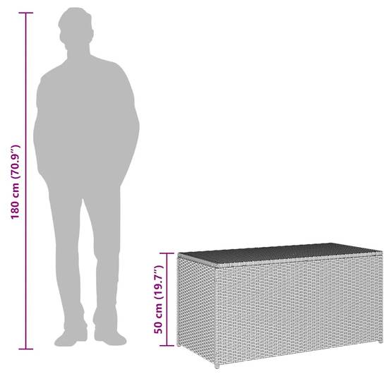 Coffre de Jardin en Résine Tressée Résistant aux Intempéries pour Terrasse Gris 100x50x50 cm – ComfortXL Outdoor Living - Image 9