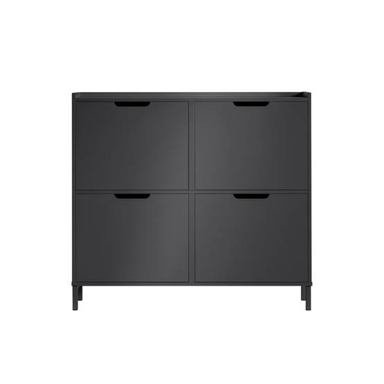 SoBuy Meuble à Chaussures Compact 4 Abattants, Rangement Étroit pour Entrée ou Couloir, Noir, L100xP19xH91cm, Modèle FSR100-SCH - Image 1