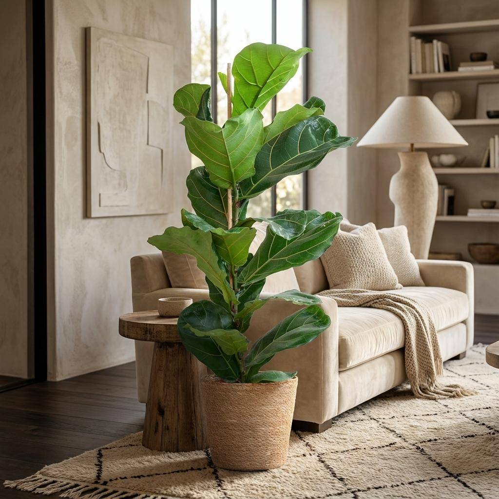 Ficus Lyrata et Son Pot Panier Naturel - H80cm - Image 2