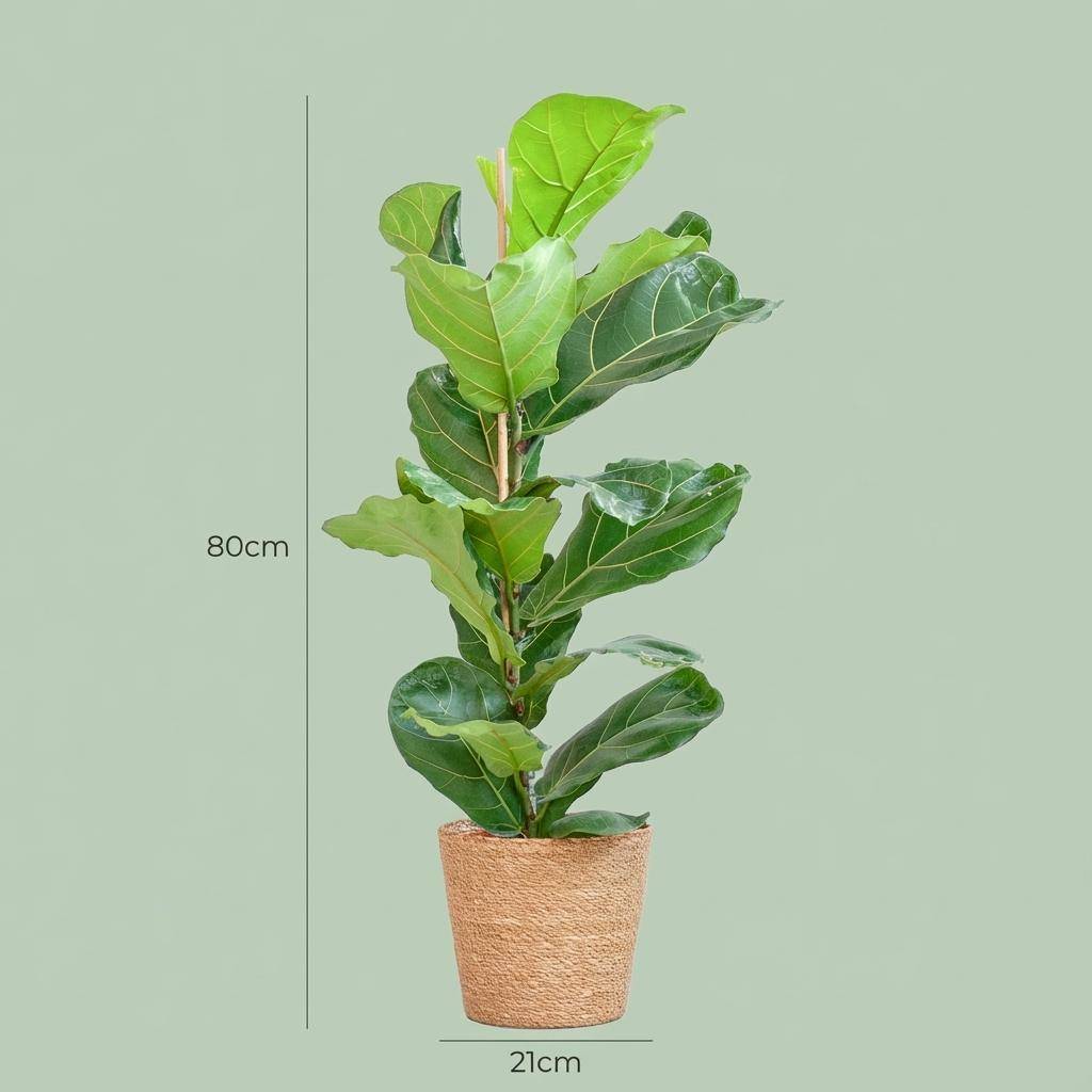 Ficus Lyrata et Son Pot Panier Naturel - H80cm - Image 3