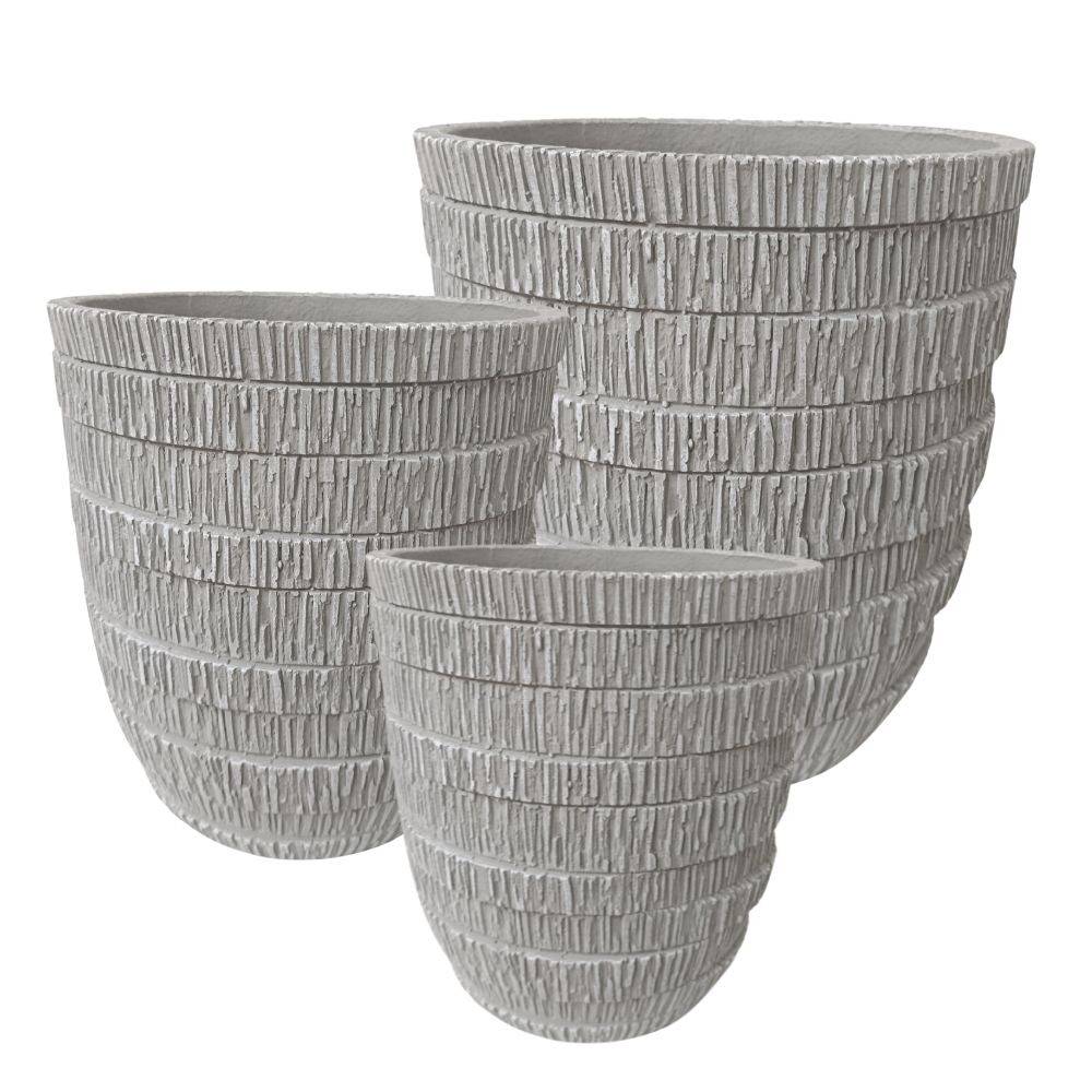 Chemin De Campagne - ~ 3 Cache-pots grandes tailles plante extérieur béton gris 32-41-50cm Chemin de campagne