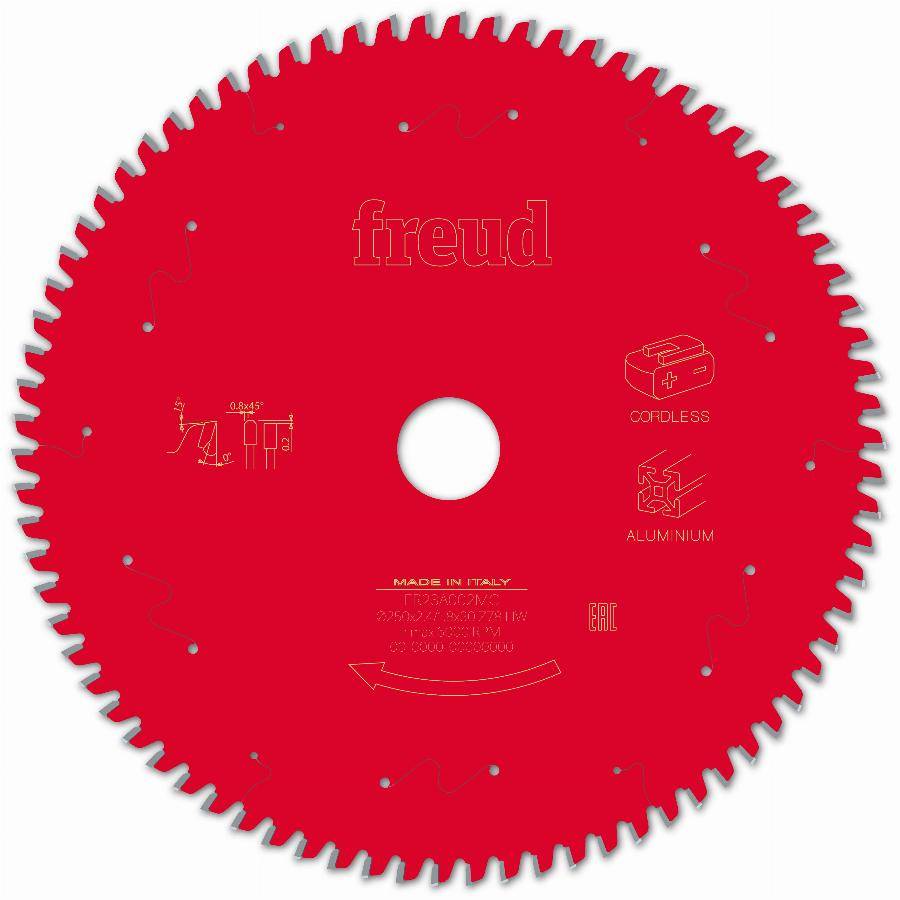 Lame pour scie circulaire portative sans fil FREUD - Ø250 2,4/1,8 AL30 Z78 TP 0° - F03FS10090 -FR23A002MC - Imagen 2