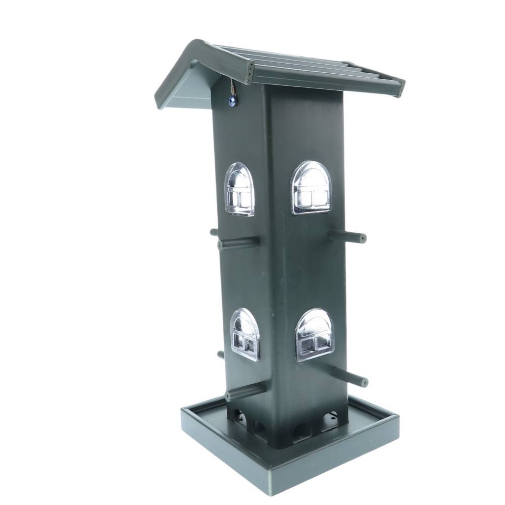 Mangeoire silo maison Verte, bois composite, hauteur 33 cm. pour oiseaux - Imagen 2