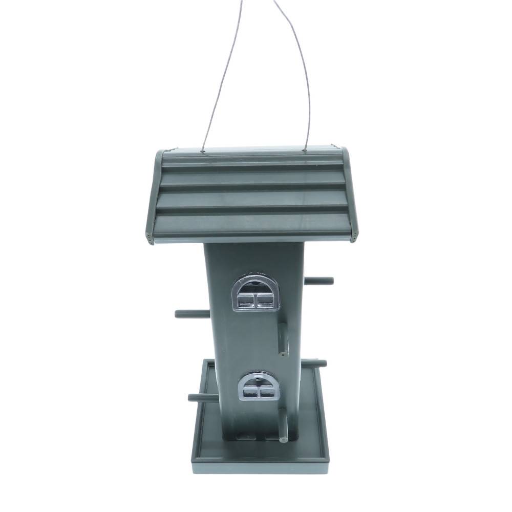 Mangeoire silo maison Verte, bois composite, hauteur 33 cm. pour oiseaux - Imagen 4