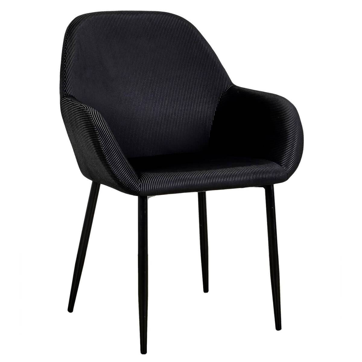 ALTOBUY - Lot de 6 Fauteuils Velours Côtelé Noir - ALESSIA - Image 3