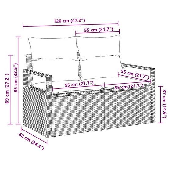 Lot 2 Canapés d'Extérieur Beige en Résine Tressée – Coussins Inclus et Design Modulaire pour Terrasse – Facile à Monter – ComfortXL Outdoor Living - Image 8