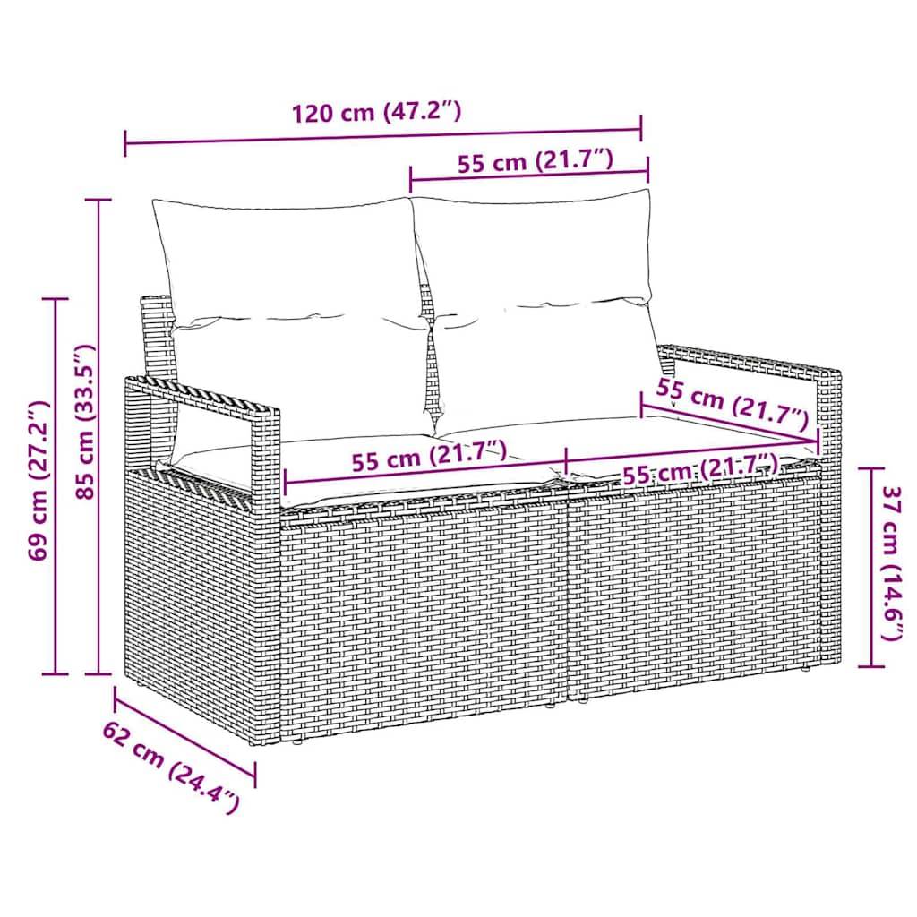 Lot 2 Canapés d'Extérieur Beige en Résine Tressée – Coussins Inclus et Design Modulaire pour Terrasse – Facile à Monter – ComfortXL Outdoor Living - Image 8