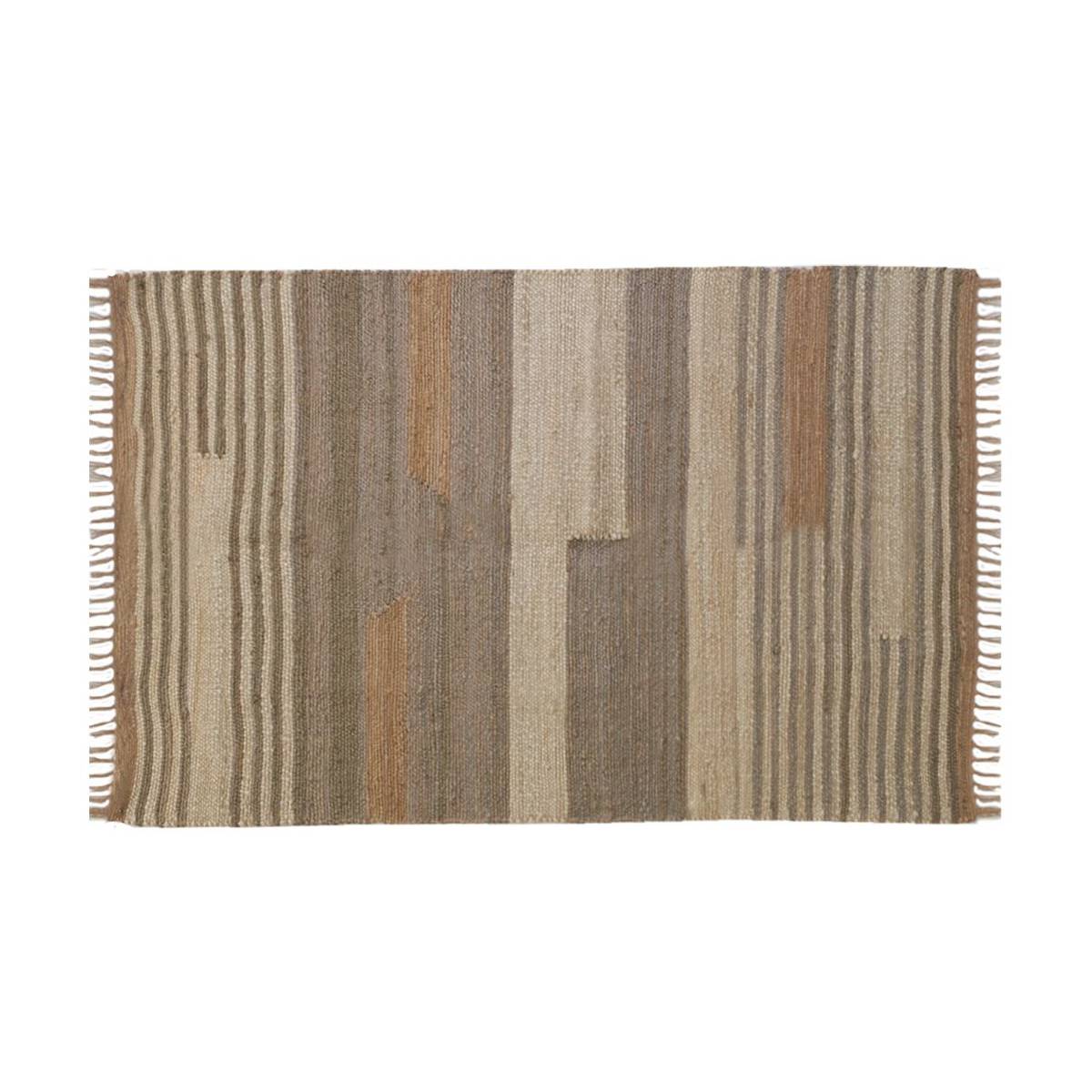 Aubry Gaspard - Tapis en jute naturel et coton naturel et teinté Ethnique Naturel et gris - 160 x 230 cm - Imagen 1