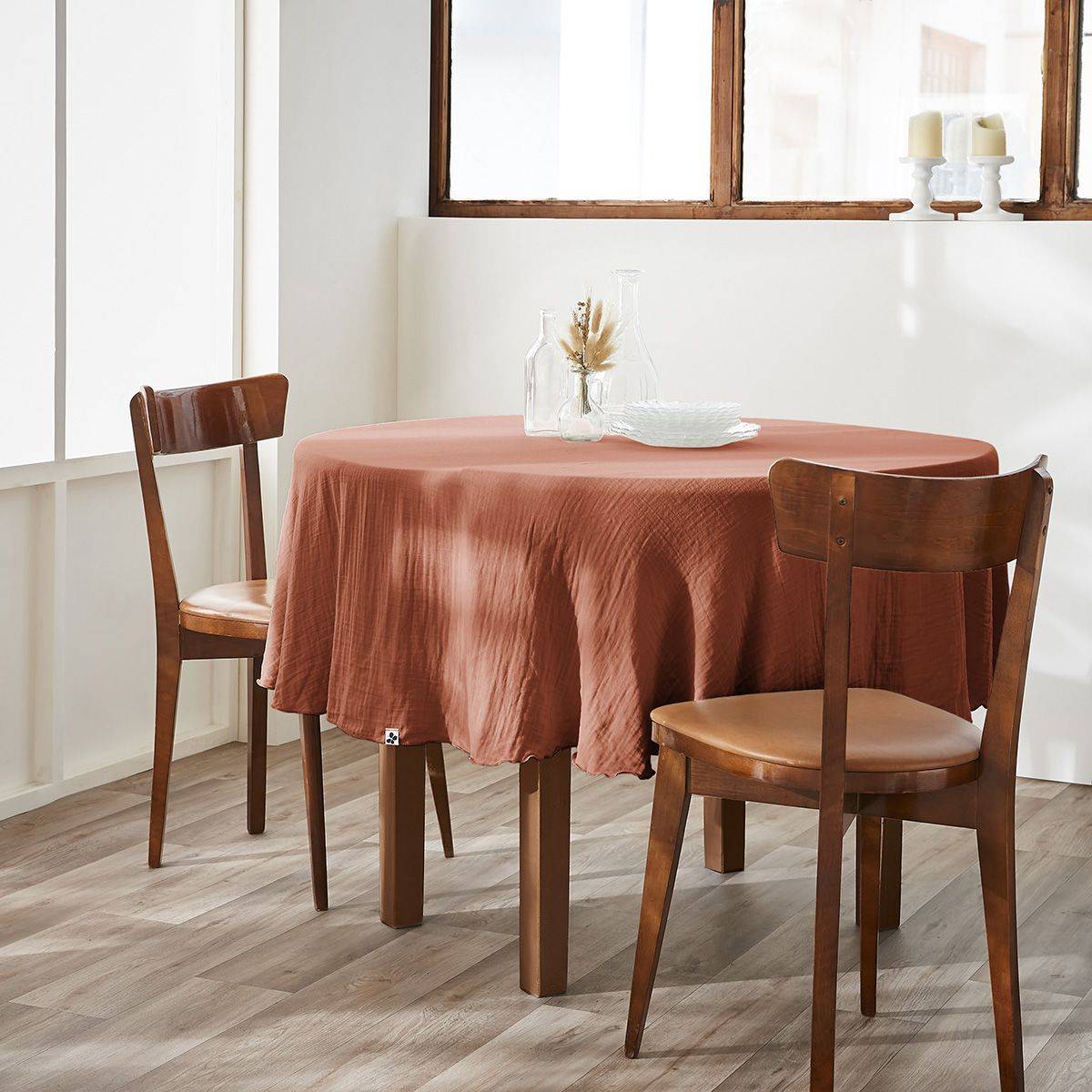 Nappe Ronde Ø180cm Gaze de Coton Terracotta - OUREA - Image 1