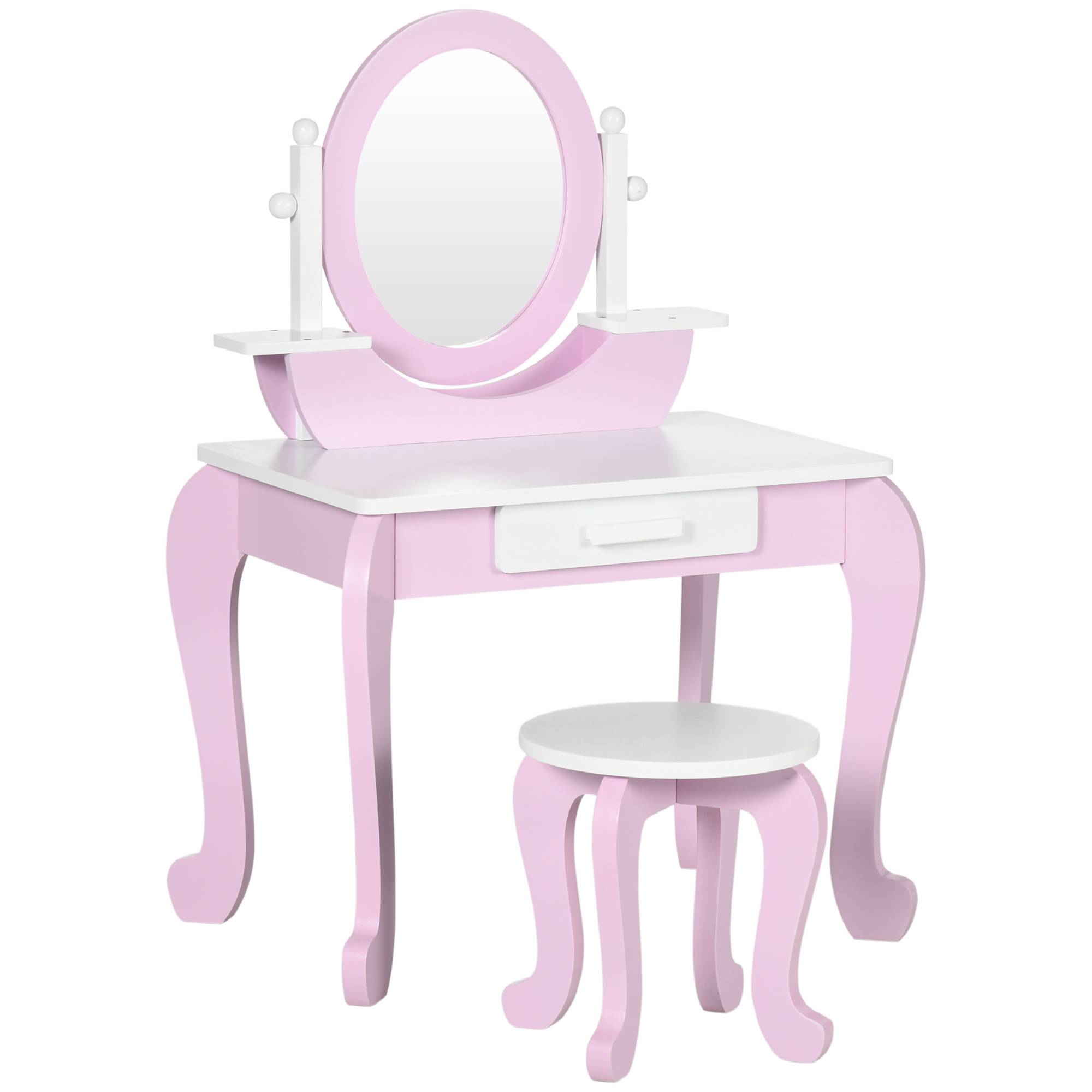 Sans Marque - Ensemble coiffeuse pour enfants avec miroir, table et tabouret, 3-6 ans, rose - Image 1