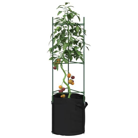 Tuteurs pour Légumes en Acier avec 6 Sacs de Plantation pour Jardin Urbain Balcon Vert 116 cm – ComfortXL Outdoor Living - Image 1