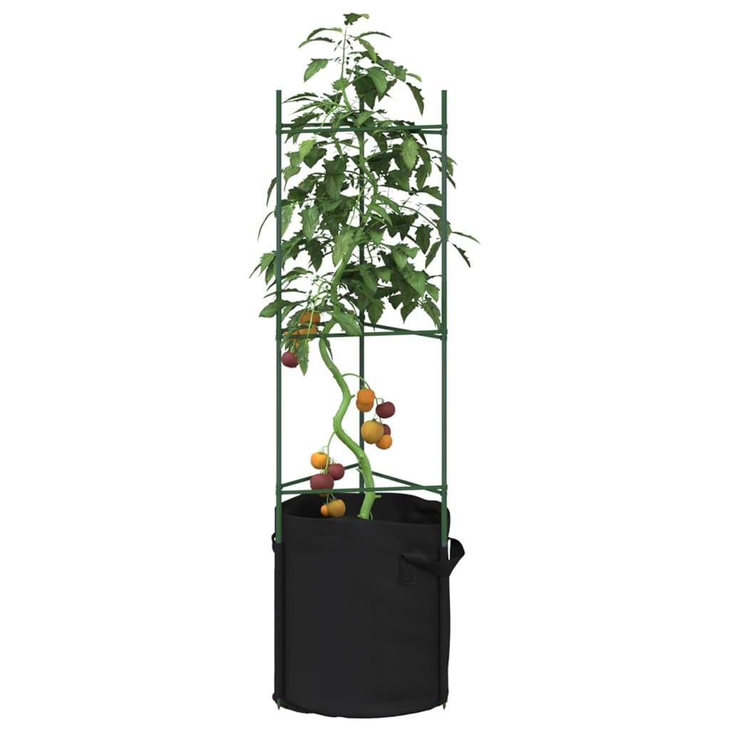 Tuteurs pour Légumes en Acier avec 6 Sacs de Plantation pour Jardin Urbain Balcon Vert 116 cm – ComfortXL Outdoor Living - Image 1