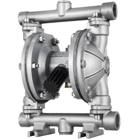VEVOR Pompe pneumatique double membrane, acier inox. Entrée/sortie 12.7mm, 3 GPM. Pour pétrole, diesel, huile. - Image 1