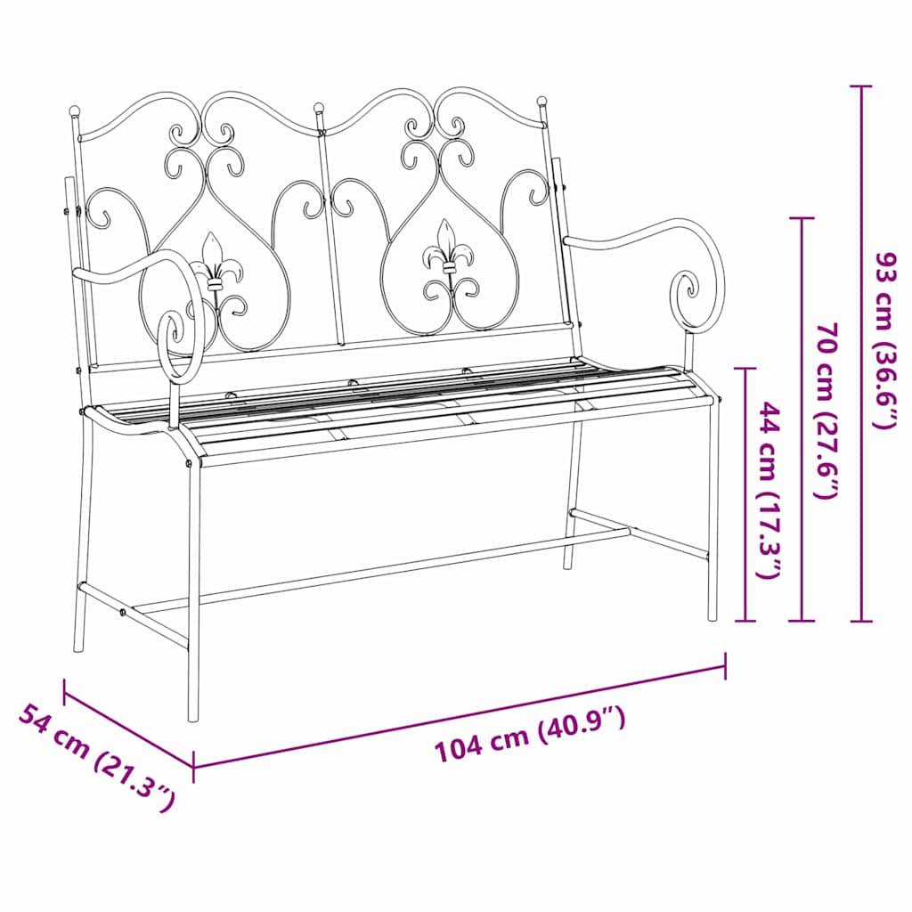 Maison Chic - Banc de jardin | Banquette De Jardin | Banc Extérieur Blanc antique 104 x 54 x 93 cm Acier Maison Chic - Image 9