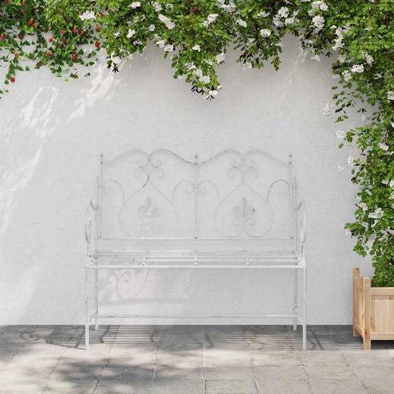 Maison Chic - Banc de jardin | Banquette De Jardin | Banc Extérieur Blanc antique 104 x 54 x 93 cm Acier Maison Chic - Image 3