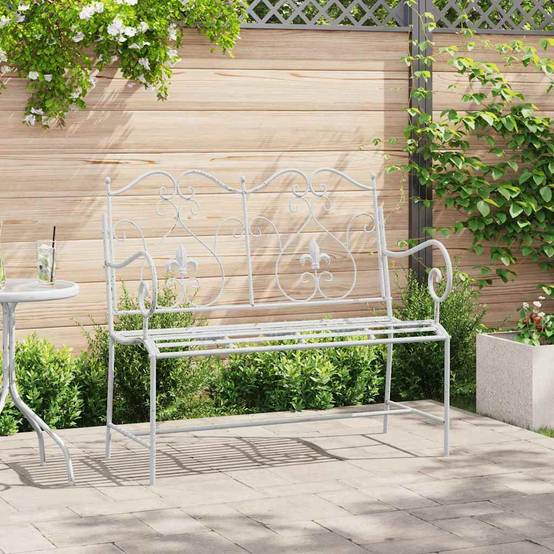 Maison Chic - Banc de jardin | Banquette De Jardin | Banc Extérieur Blanc antique 104 x 54 x 93 cm Acier Maison Chic - Image 2