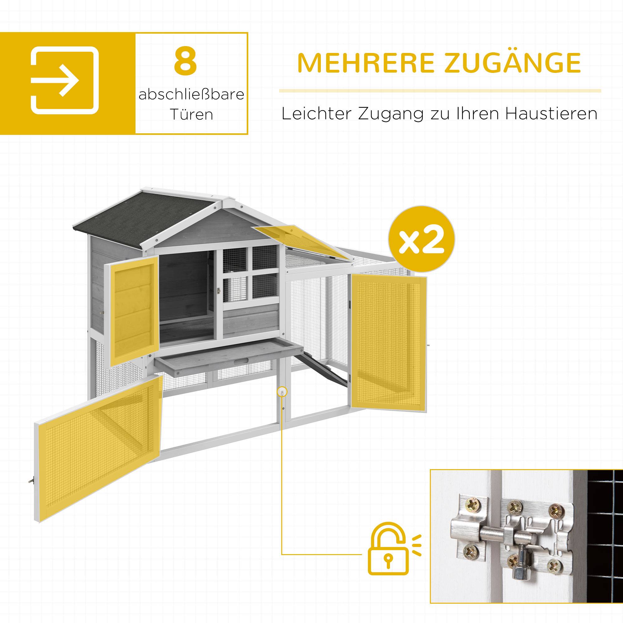 Sans Marque - Clapier, cage lapin, enclos extérieur, rampe, bacs extractibles, Blanc+Gris - Image 8