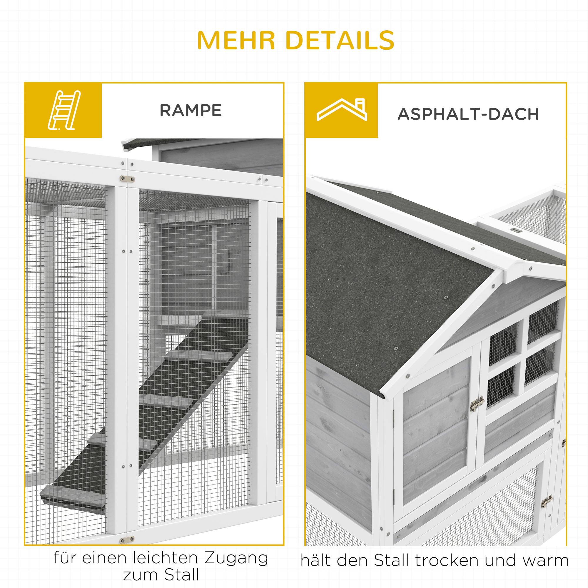 Sans Marque - Clapier, cage lapin, enclos extérieur, rampe, bacs extractibles, Blanc+Gris - Image 9