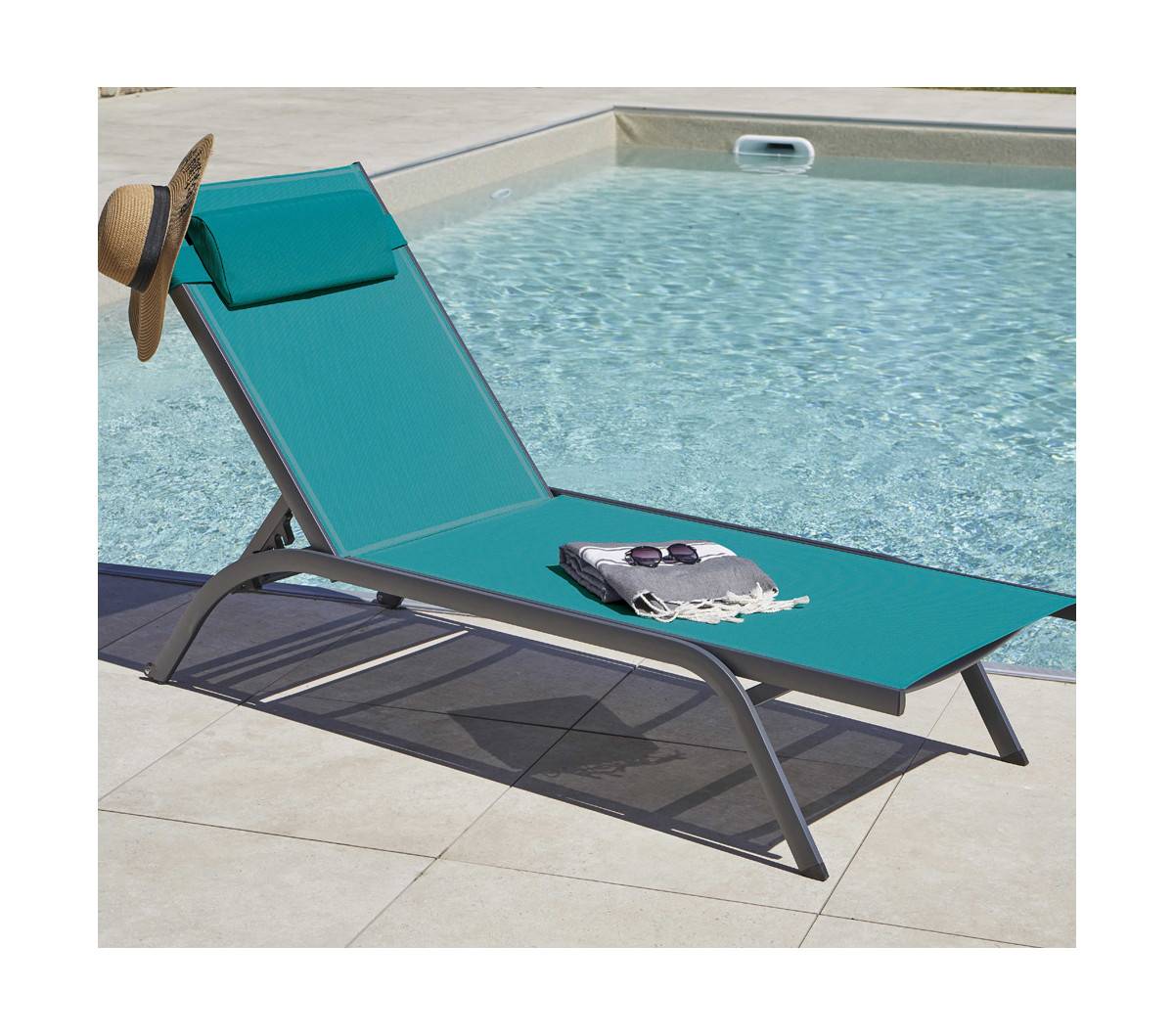 Transat de jardin en aluminium  bleu canard  MALTA - Imagen 3