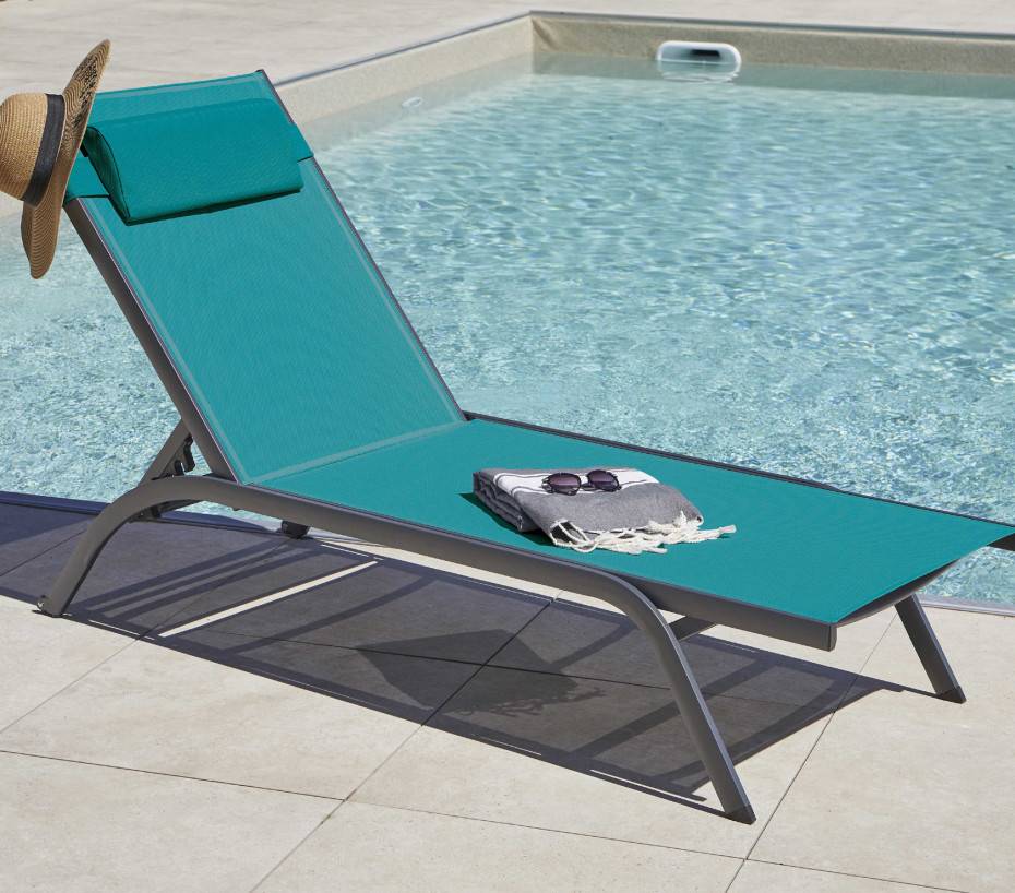 Transat de jardin en aluminium  bleu canard  MALTA - Imagen 1