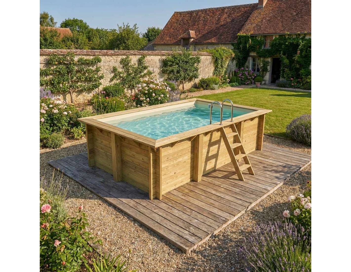 Altanka - Piscine hors sol en bois AQUA 4.65 x 2.85 - H.1.24 m, sable, fixations à visser - BAS7306OSPL3 - ALTANKA - Image 2