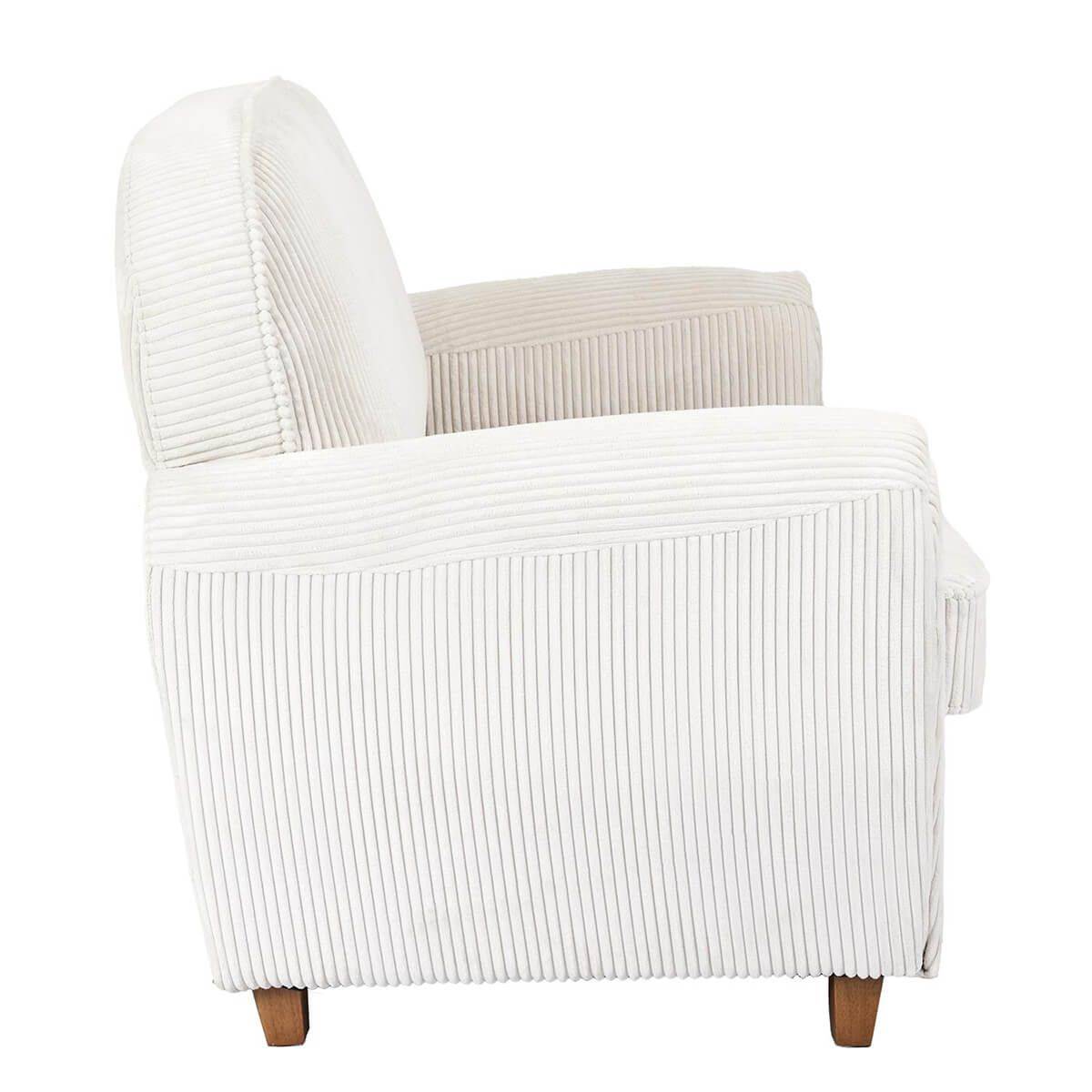 ALTOBUY - Canapé Club 2 Places Tissu Velours Côtelé Beige - GANDY - Image 4