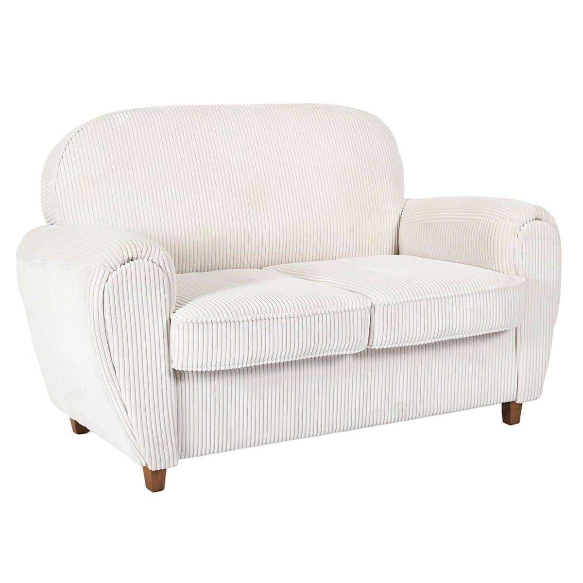ALTOBUY - Canapé Club 2 Places Tissu Velours Côtelé Beige - GANDY - Image 1