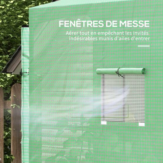 Serre de jardin adossée murale serre à tomate 2 Portes zippées enroulables, 1 fenetre, dim. 200L x 80l x 200/180H cm - Image 7
