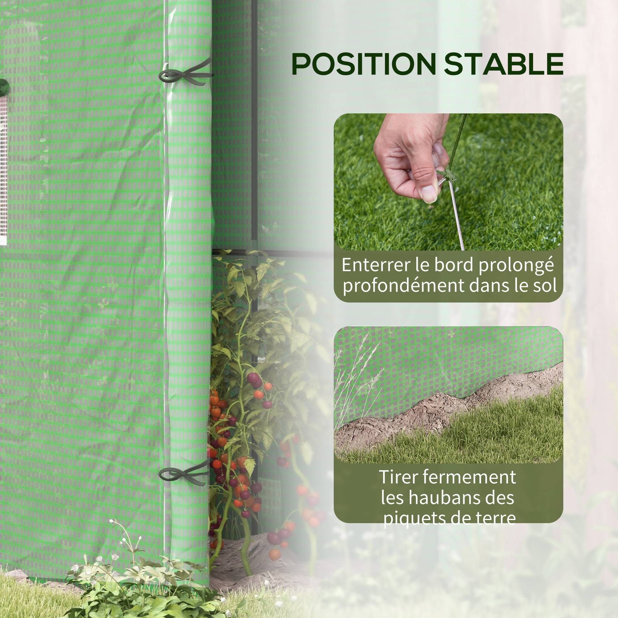 Serre de jardin adossée murale serre à tomate 2 Portes zippées enroulables, 1 fenetre, dim. 200L x 80l x 200/180H cm - Image 8