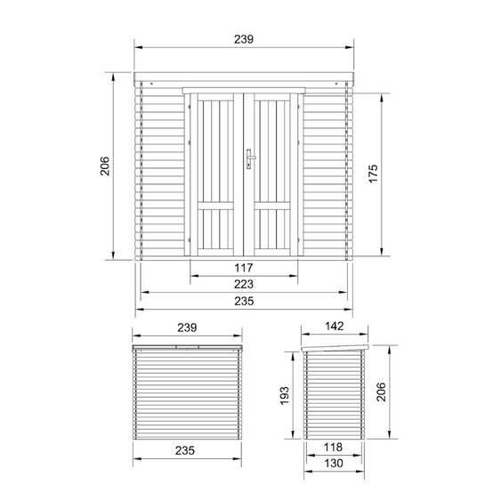 Timbela - Abri de Jardin en Bois AVEC SOL TRAITÉ - 2.63 m² / 142x239xH206 cm - Timbela M310F1+M310G - Image 5