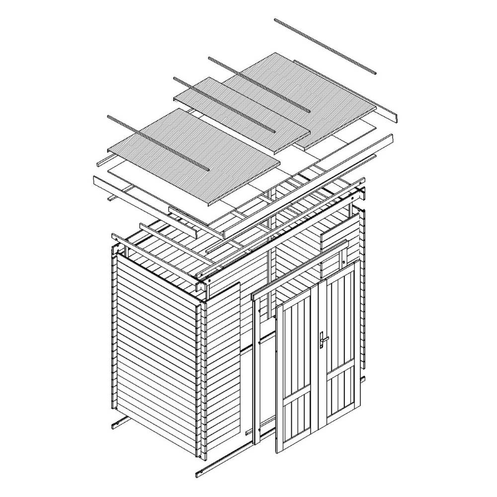 Timbela - Abri de Jardin en Bois AVEC SOL TRAITÉ - 2.63 m² / 142x239xH206 cm - Timbela M310F1+M310G - Image 7