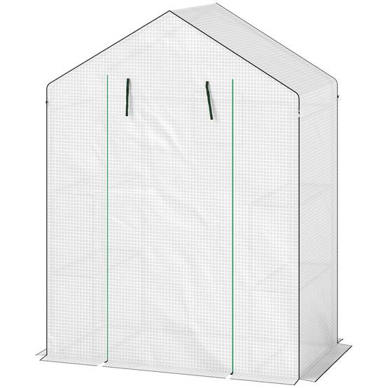 Serre étagères PE 3 niveaux extérieurs hivernage plantes 143x74x190cm Blanc - ComfortXL Outdoor Living - Image 2