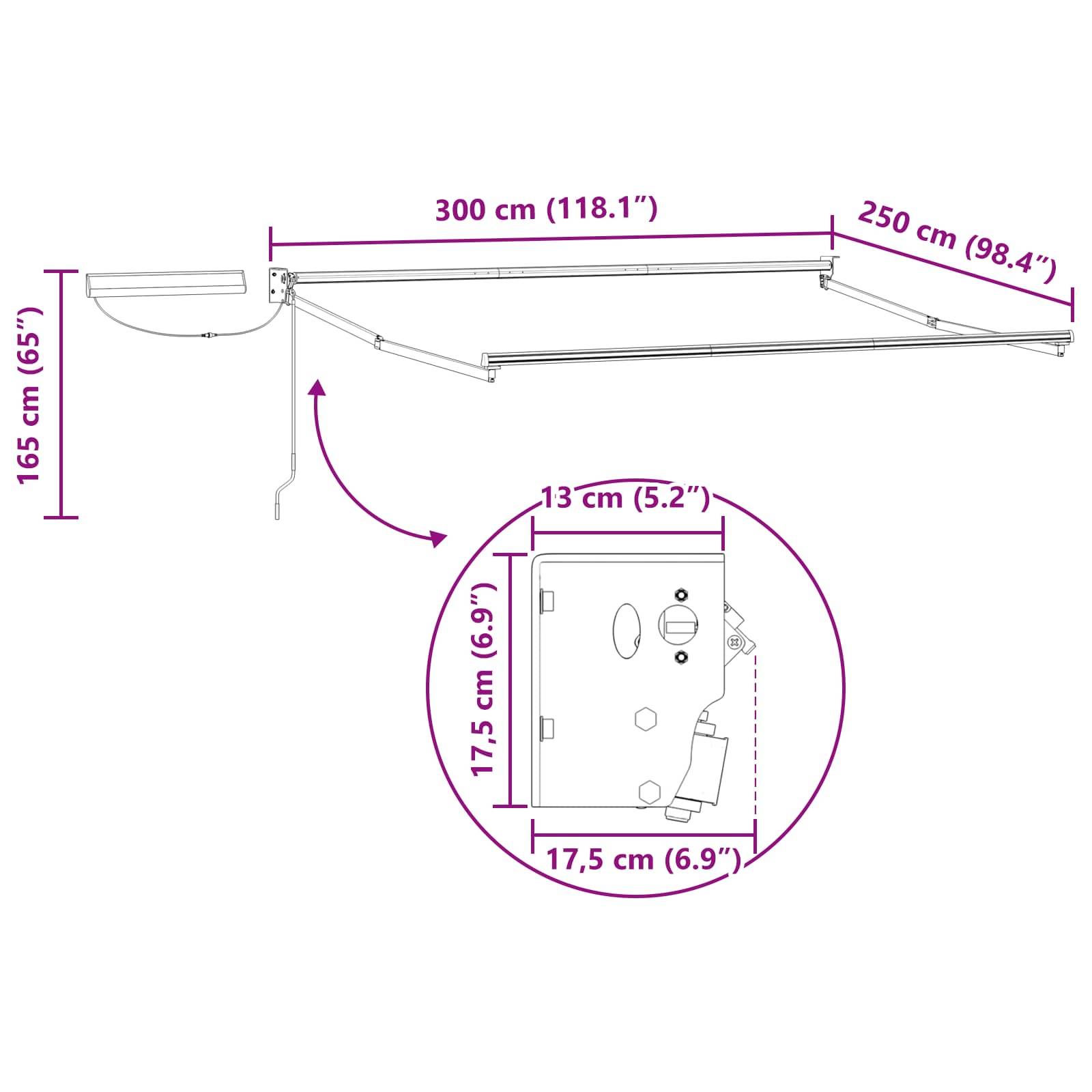 ComfortXL - Store banne rétractable motorisé alu pour terrasse et patio Gris Clair Blanc 3x2,5m - ComfortXL Outdoor Living - Image 9