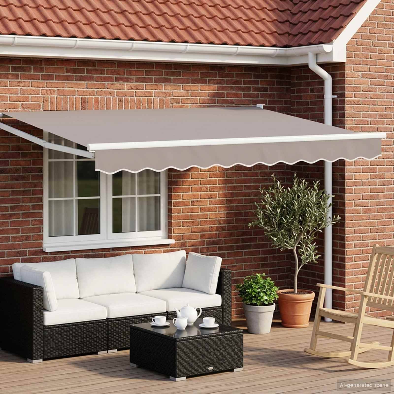 ComfortXL - Store banne rétractable motorisé alu pour terrasse et patio Gris Clair Blanc 3x2,5m - ComfortXL Outdoor Living - Image 1