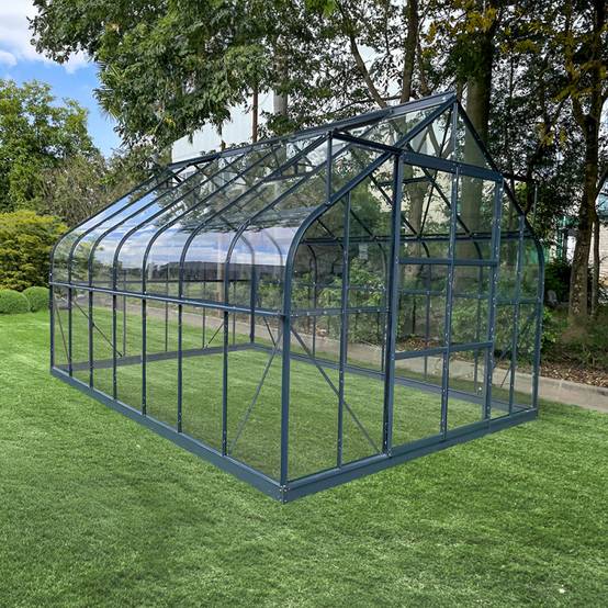 Serre de jardin 13m² en aluminium et verre trempé anthracite Green Protect Comtesse avec embase acier - Image 6