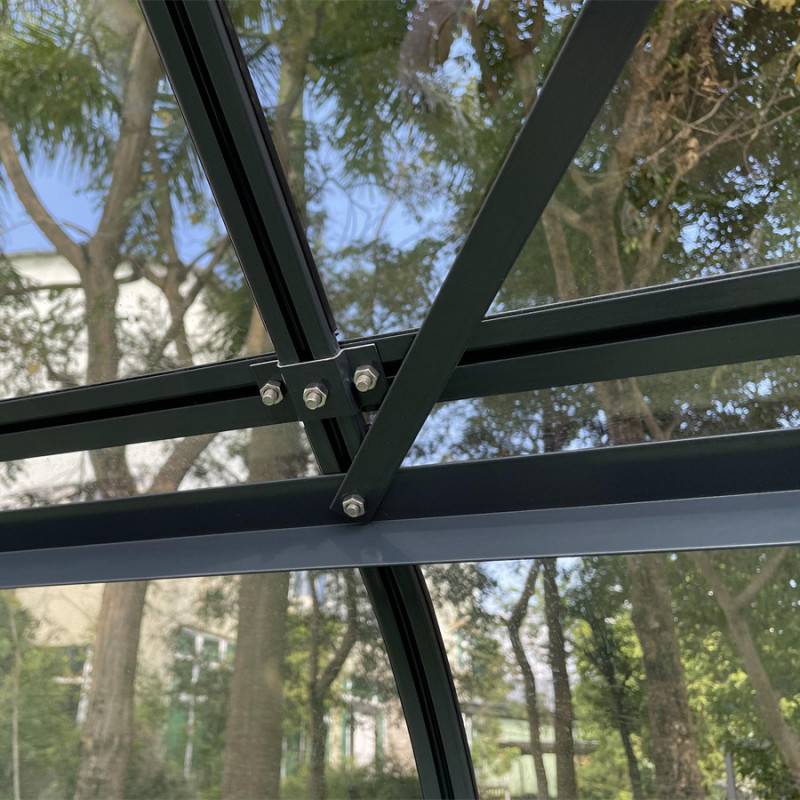 Serre de jardin 13m² en aluminium et verre trempé anthracite Green Protect Comtesse avec embase acier - Image 7